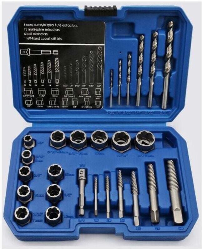 26-teiliges Diebstahlsicherungs-Schraubenausdreher-Steckschlüssel-Set, Ausdreher für beschädigte Muttern, Cr-Mo-Material...