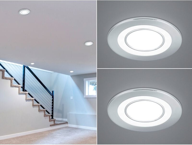 Trio Leuchten - Runde led Deckeneinbaustrahler 2er Set in Silber Chromfarben ø 8,2cm