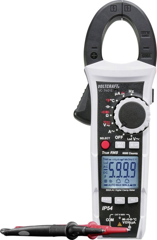 Voltcraft - VC-740 e Stromzange, Hand-Multimeter digital Spritzwassergeschützt (IP54) cat iv 600 v An