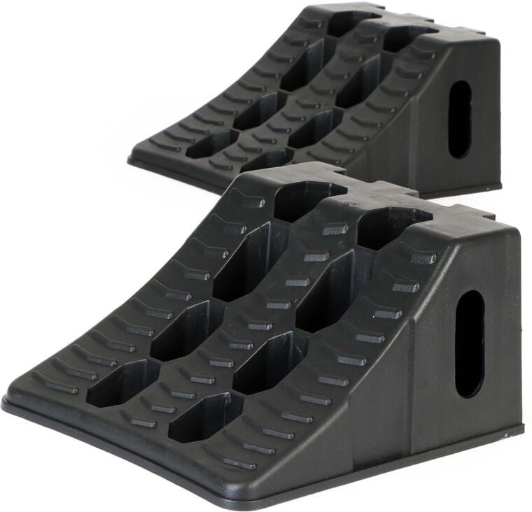 Thumbnail - Wiltec - Unterlegkeile für Anhänger 2er Set 10 t, Radkeile zusammengelegt 454 x 208 x 120 mm, Bremskeile aus recyceltem ...