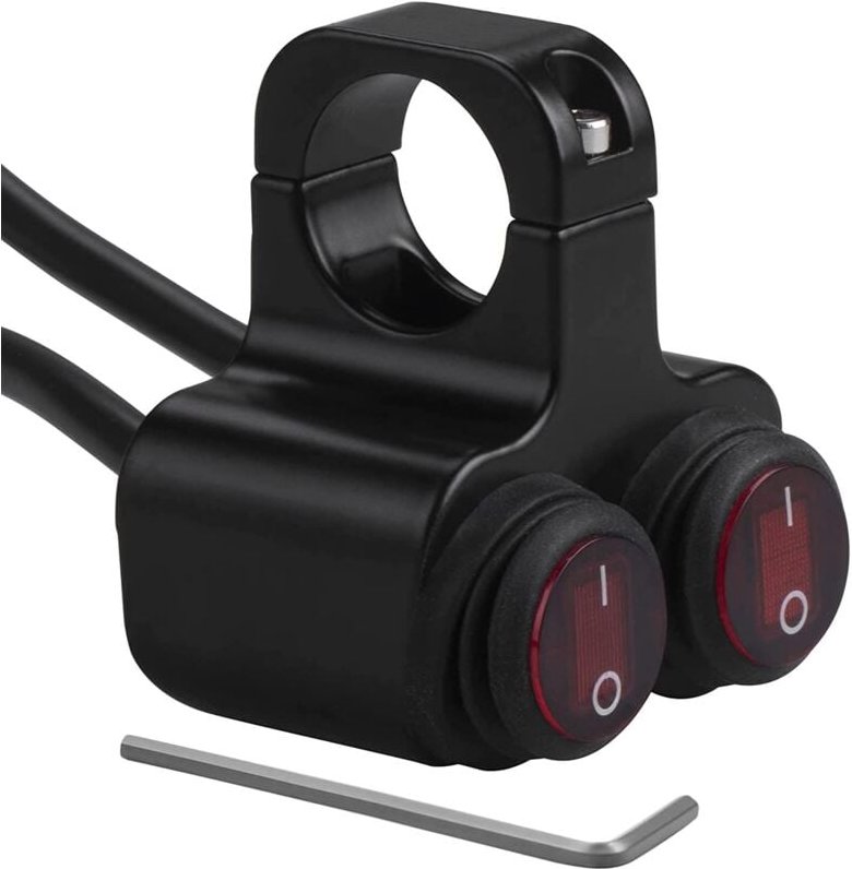 Thumbnail - 12V wasserdichter Motorrad-ATV-Fahrrad-22mm 7/8 Zoll Lenker Dual Control Kill Button Scheinwerferschalter Warnblinkanlag...