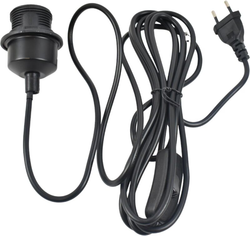 E27-Fassung mit PVC-Kabel, Schalter und Stecker