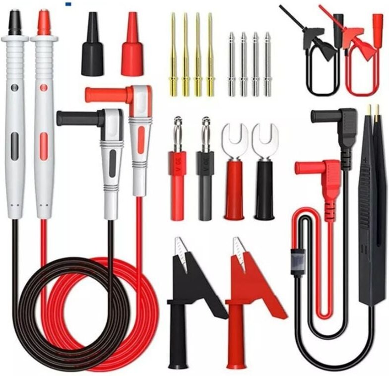 Thumbnail - Ccykxa - Mehrfach-Messleitungssatz, elektrische Multimeter-Messleitung mit Krokodilklemmen, Prüfspitze, Federklemme, Ban...