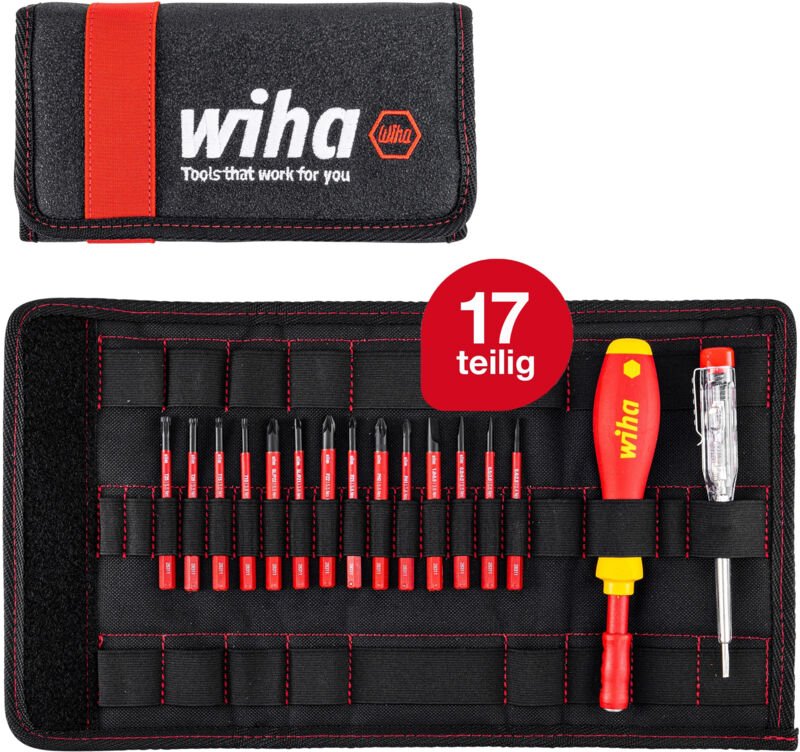 Schraubendreher und Bit Set slimVario (36068) 17 tlg. in Falttasche vde Elektriker ( Schlitz, Kreuzschlitz, Torx, PlusMi...