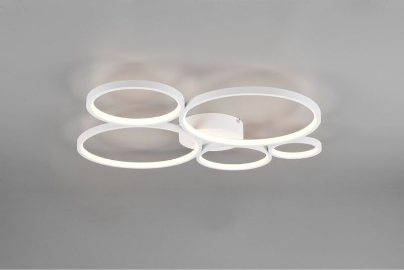 Iperbriko - Rondo Deckenleuchte 5 weiße dimmbare LED-Kreise L59 cm Trio-Beleuchtung
