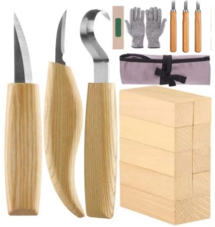 Ersandy - Holzmeißel, 19-teiliges Schnitzwerkzeug, verbesserte Holzmeißel für Holzschnitzerei, Tischler, Schnitzwerkzeug...
