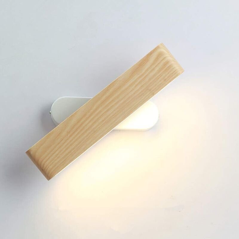 Thumbnail - LED Wandleuchte, Innen Holz Wandlampe 360° Drehbar LED Wandlampe für Wohnzimmer Schlafzimmer Treppenhaus Flur Warmweiß (...