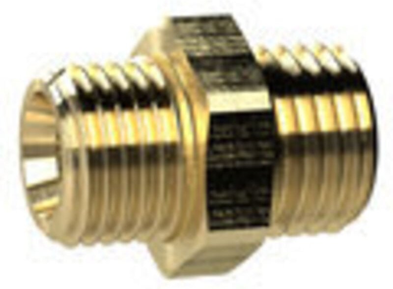 Doppelgewindenippel, metrisch, M3 a., M3 a., sw 5, Messing - Riegler