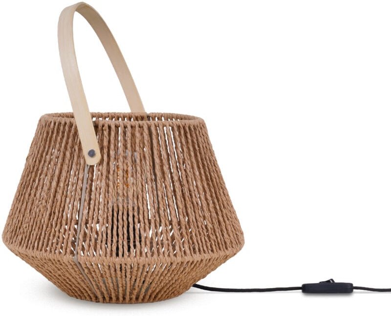 Tischlampe Schreibtischlampe Nachttisch Lampe Leselampe Lampenschirm Boho E27 Typ 2, Natur - Paco Home