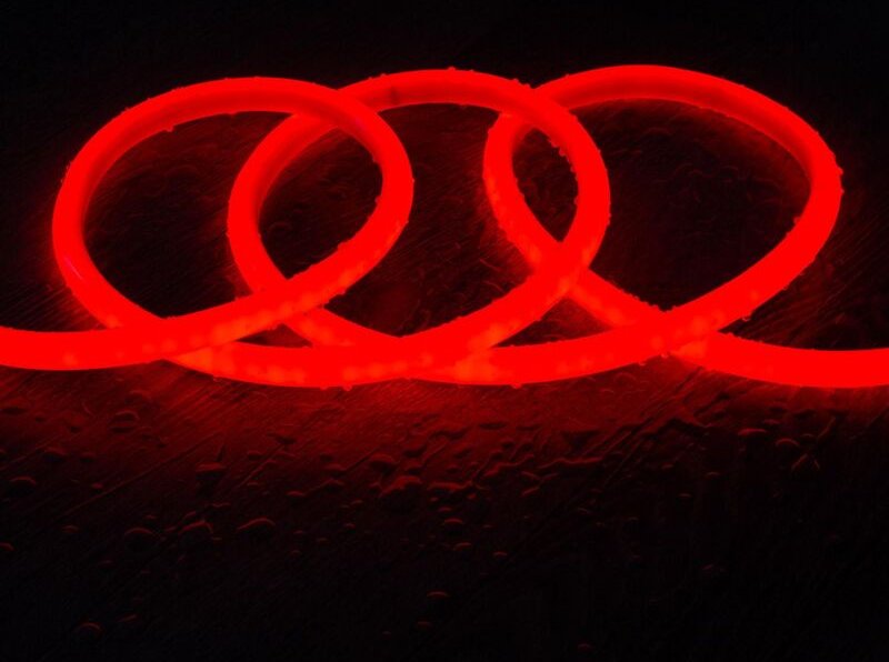 LED Streifen Neon Dimmbar 220V Rund SFLEX14 IP65 nach Maß Schnitt alle 100 cm 10 m Rot