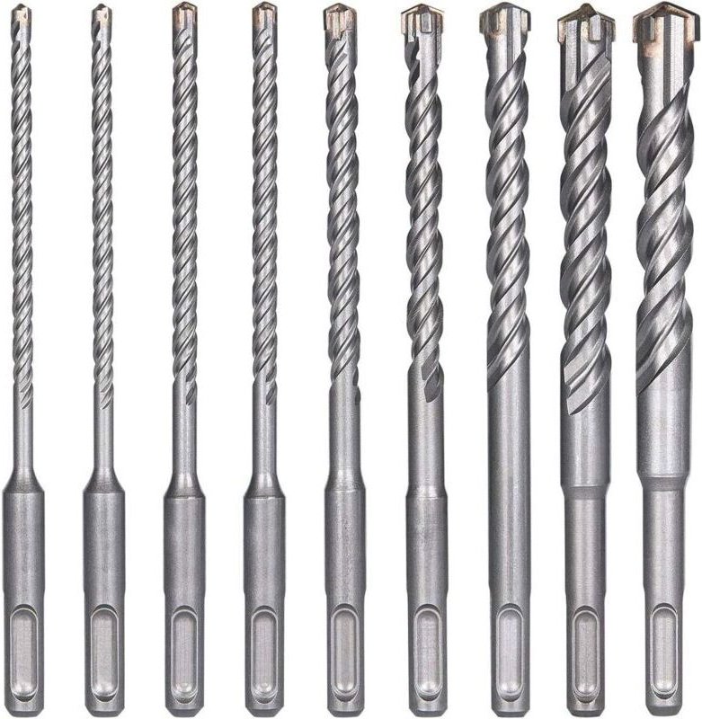 MINKUROW Betonbohrer, 9-teilig (5 mm x 16 x 160 mm), SDS-Plus-Schlagbohrer für Bohrhämmer, Kreuzbohrer für Ziegel, Stein...