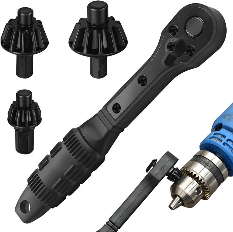 Doppelknarre mit komfortablem Griff und 3 Ersatzzahnrädern zum Festziehen, Lösen, Bohren und Anziehen von Werkzeugen für...