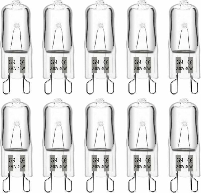 Ccykxa - G9-Halogenlampe, 40 w, 230 v, 10 Stück, 13 x 42 mm, 480 lm, 2900 k, warmweiß, dimmbar, G9-Kapselbirnen, für Kro...