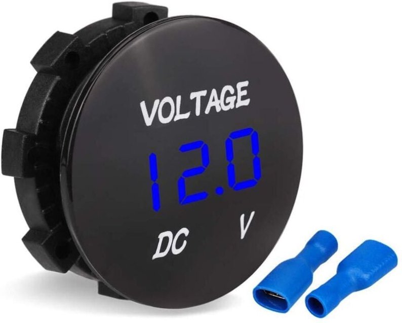 Motorrad-Voltmeter, Auto-Motorrad-LED-Digitalanzeige-Voltmeter DC 12V-24V Voltmeter für Boot-Motorrad-LKW-Marine (Blau)