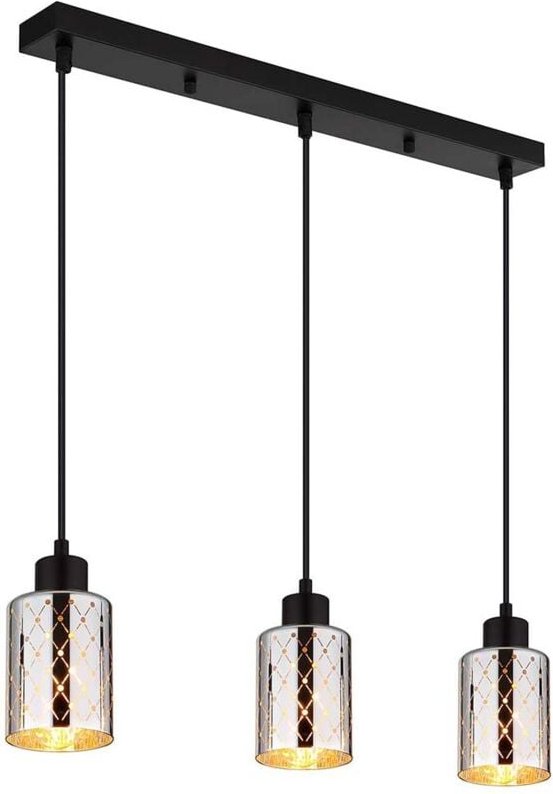 Hängelampe Pendelleuchte Esstischlampe Glas verchromt Wohnzimmerlampe H 120 cm