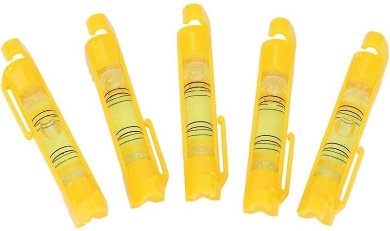Mini-Wasserwaage mit Libelle, Aufhängeschnur, kleine Wasserwaage, Messwerkzeug, Winkelverstellung, 5-teiliges Set (gelbe...