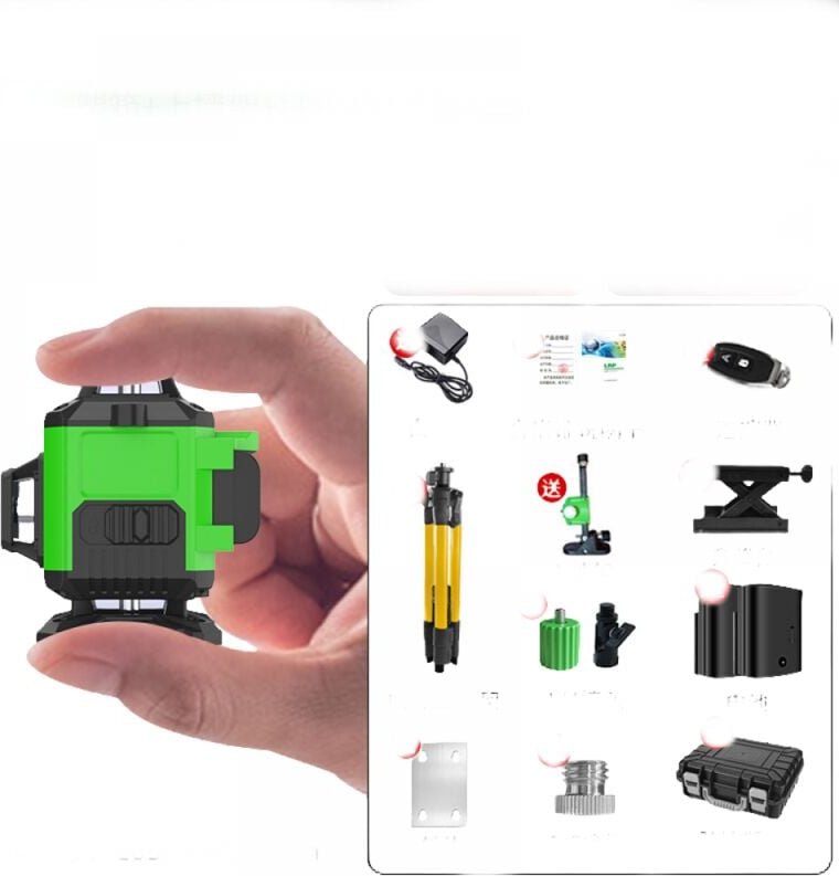 Laser-Wasserwaage, 3D 12 Linien Multifunktionales Laser-Wasserwaagenwerkzeug Vertikale Horizontale Linien mit Selbstnive...