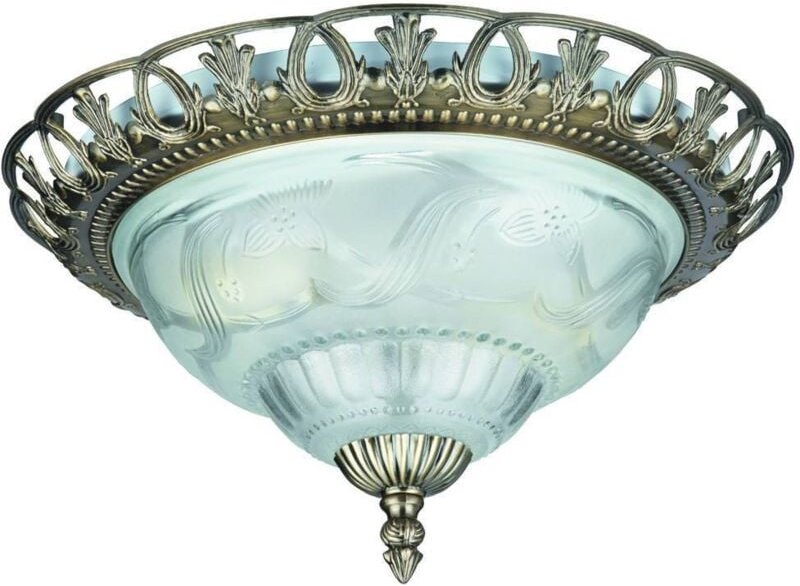 Searchlight - Flush - Unterputz 2 Licht Antik Messing mit Milchglas Diffusor, E14