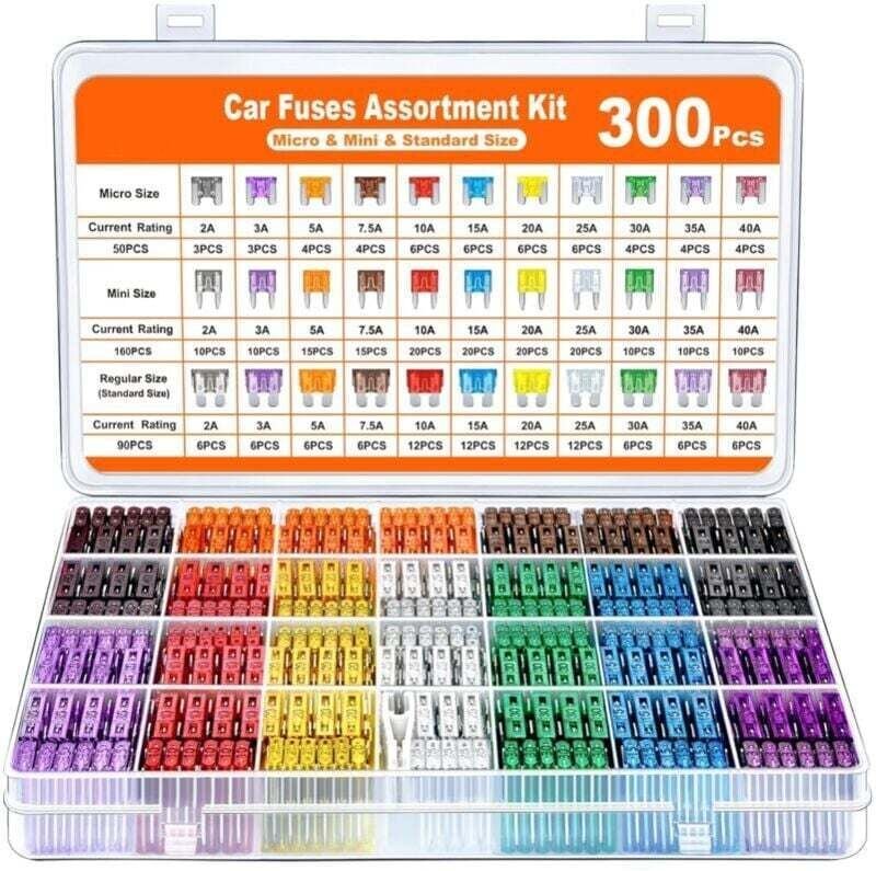 ZVD - 300Pcs Fusible Voiture Set, 160 Mini Fusible Auto + 90 Moyenne Fusible Automobile + 50 Micro Fusible + Extracteur ...