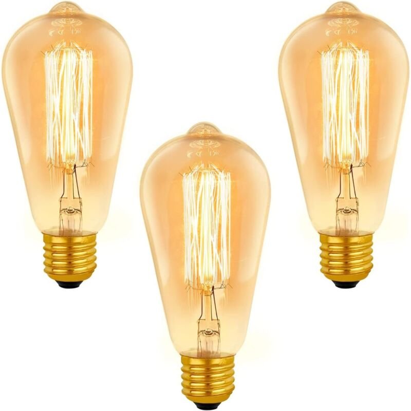 E27 Vintage Glühbirne ST64 Dimmbar 40W Warmweiß 2200K, 400lm, AC 220V, Retro Glühlampe, E27 Filament Vintage Lampe für d...