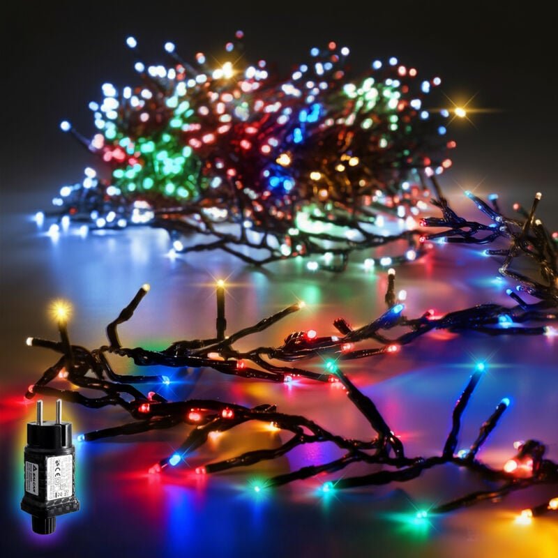LED-Lichterkette LED Cluster Lichterkette Außen Weihnachtslichterkette Bunt 10m 1000er LED 8 Modi und Memory, Christbaum...