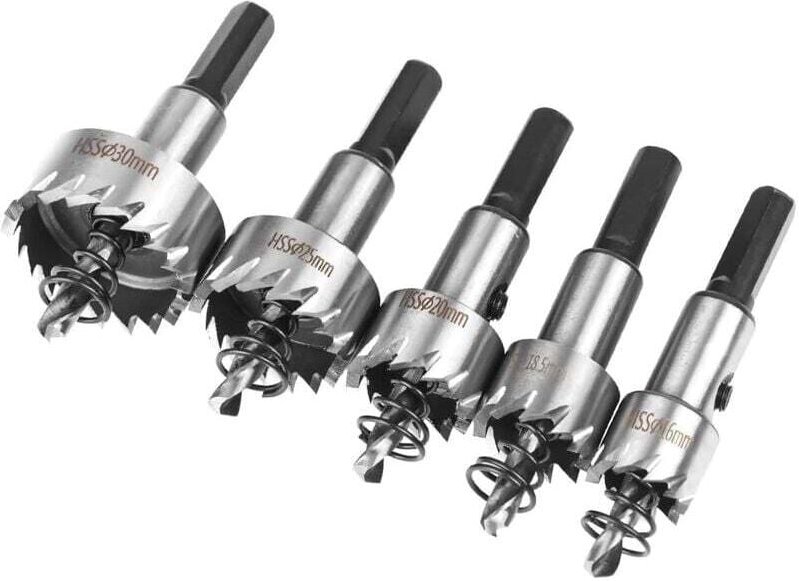 Lochsägen-Set, 5 HSS-Kobalt-Lochsägen, Ø 16/18,5/20/25/30 mm, aus Hochleistungsschnellstahllegierung, Stahl, Edelstahl, ...
