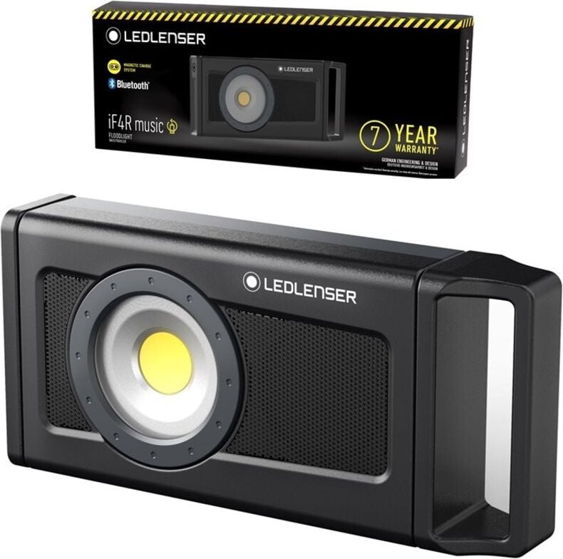 Led Lenser - ledlenser iF4R music Aufladbarer Profi-Baustrahler mit Lautsprecher und 5 Helligkeitsstufen