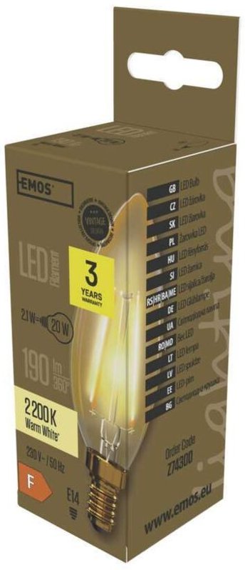 Vintage LED Glühbirne Kerze 2,1 W E14 warmweiß+