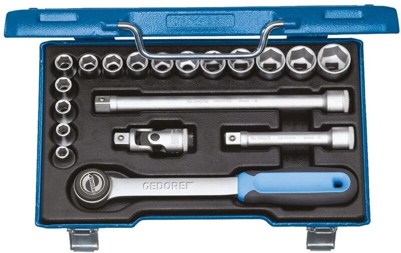 Gedore - Steckschlüssel-Satz 1/2, 19-tlg., 6-kant, 8-24 mm