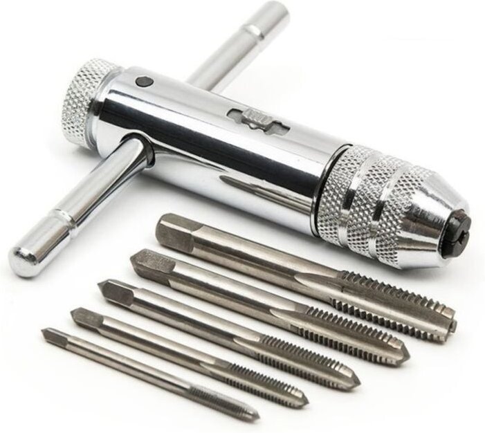 Verstellbarer T-Griff-Ratschenreibahle, manueller Handschlüssel, Gewindereibahlenhalter für metrische Maschinenschrauben...