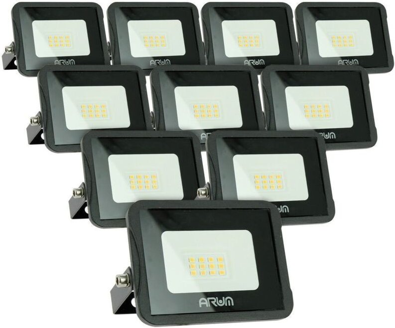Lot von 10 LED-Scheinwerfern 10W IP65 im Freien Farbtemperatur: Kaltes Weiß 6000K