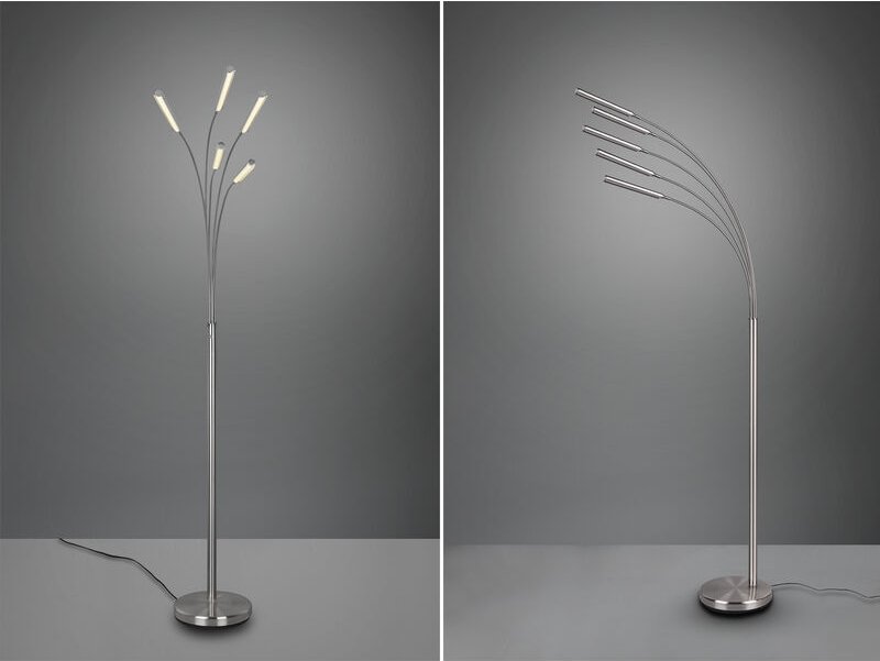 Led Stehleuchte reed 5 Arme Metall Silber, dimmbar - 195cm hoch