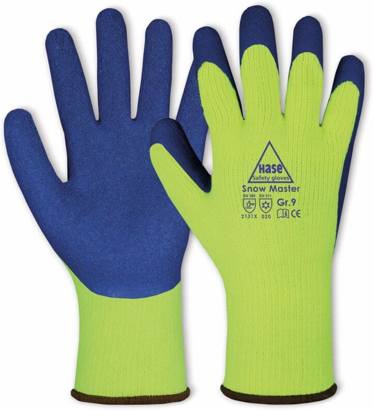Thumbnail - Hase Safety Gloves - Latex-Arbeitshandschuh Winter, en 388, en 420, en 511, gelb/blau, Größe 11
