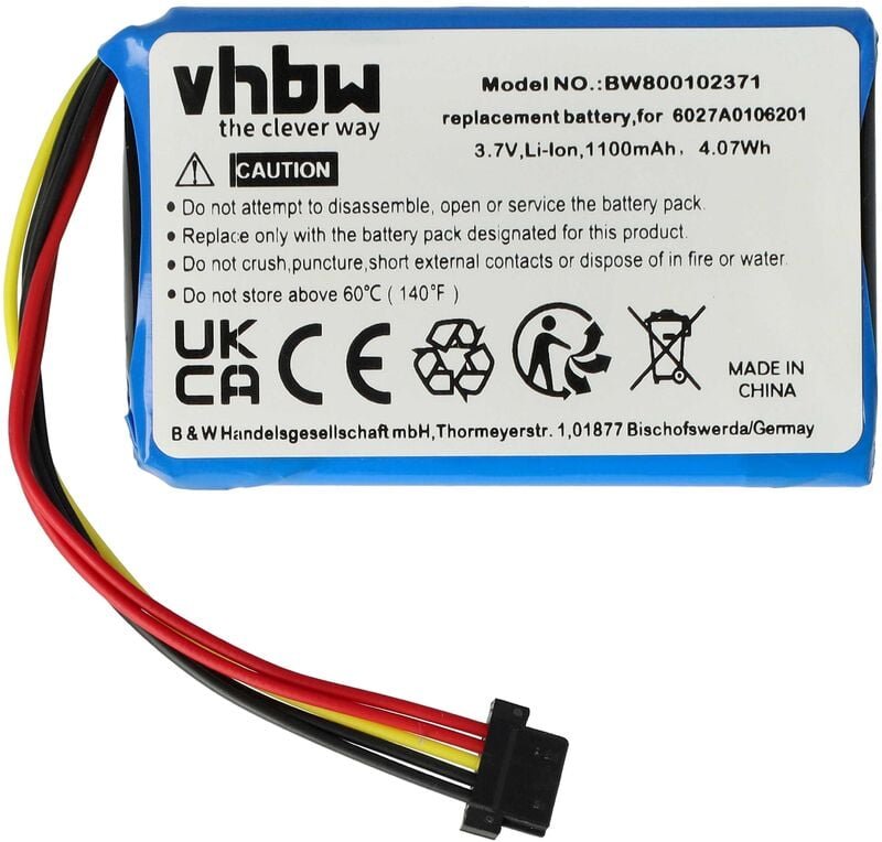 Thumbnail - Vhbw - 1x Akku Ersatz für TomTom FLB092001261, FMB0829021142, FMEB0939041646, vfad für gps Navigation Navi (1100 mAh, 3,...