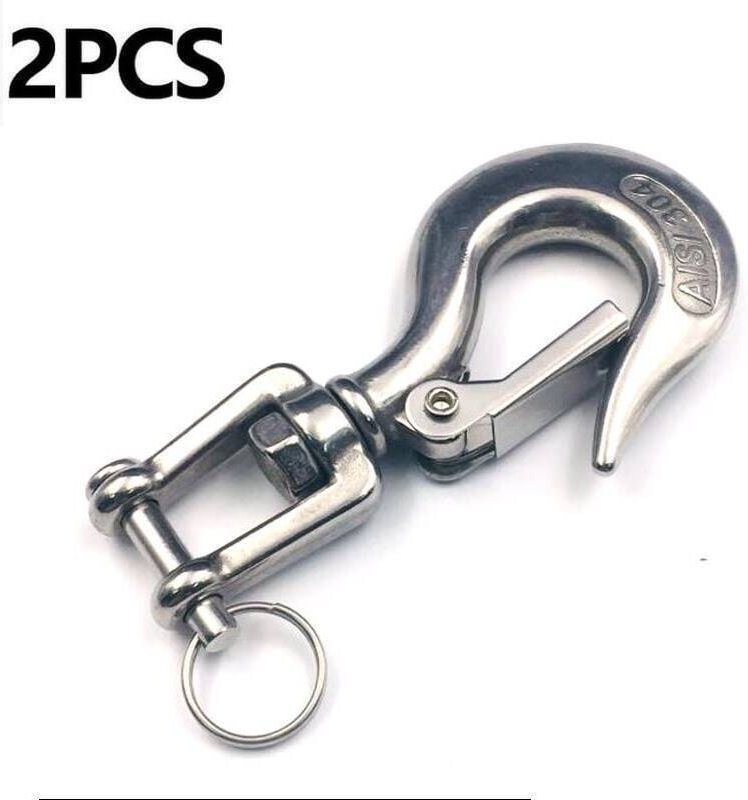 Rutschhaken, 3/16 304 Edelstahl-Kettenhaken, Sicherheitshaken, Drehhaken für Kette, Kabel usw. (300 lbs Kapazität)