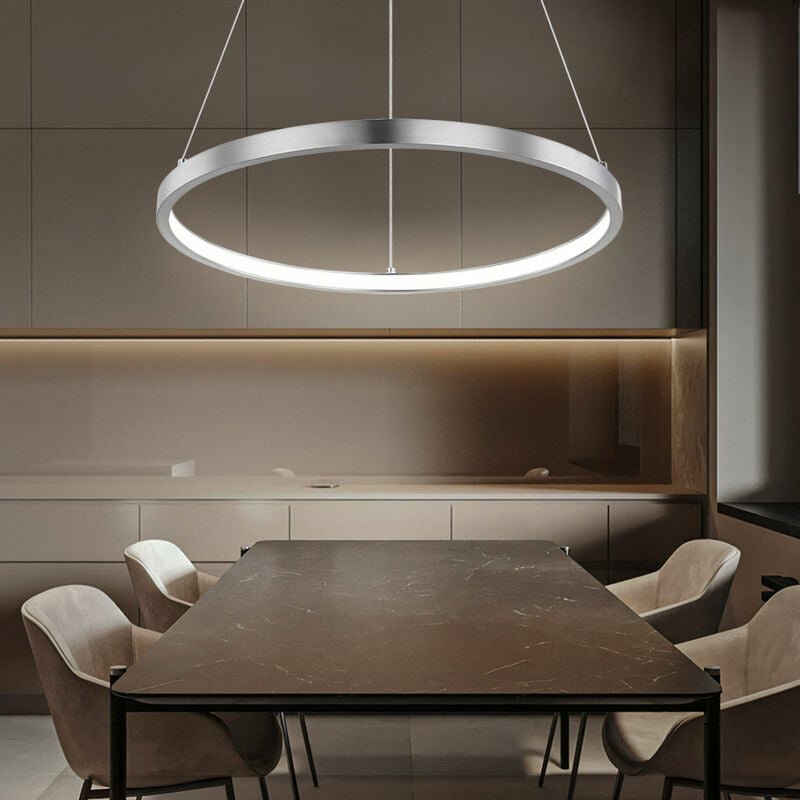 Thumbnail - Hängeleuchte led Lampen Ring silber rund Pendelleuchte Wohnzimmer hängend Modern, aus Metall in Nickel-Matt Opal, 1x led...