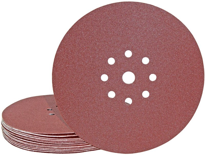 Fox Klett-Schleifscheiben, 225 mm, 9-Loch, f. Trockenbauschleifer, Normalkorund (10 Stk.) K24 - Miotools