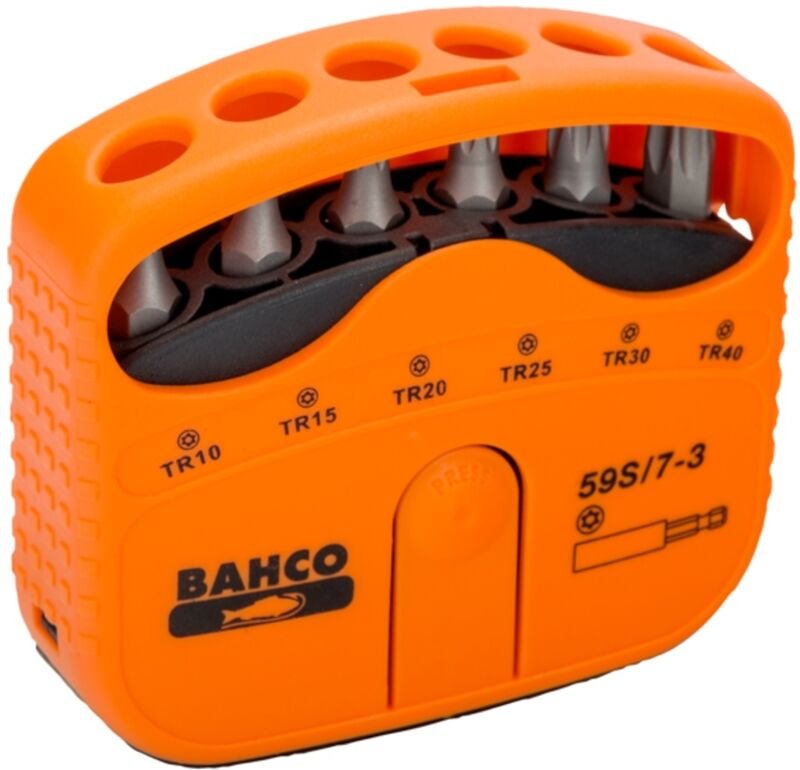 Bahco 1/4 Bitsatz für TORX-Schrauben mit Sicherungsstift 22 mm x 65 mm x 75 mm - 7-tlg.