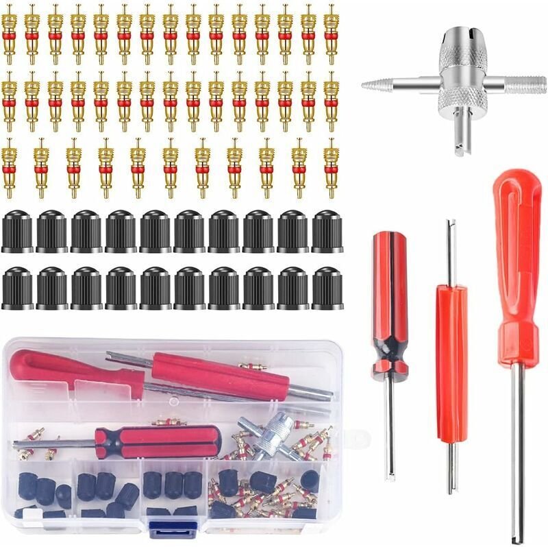 64-teiliges Reifenventil-Werkzeugset, Reifenventil-Entferner, Reifenventil-Einsatz-Entferner, Auto-Ventil-Einsatz-Entfer...