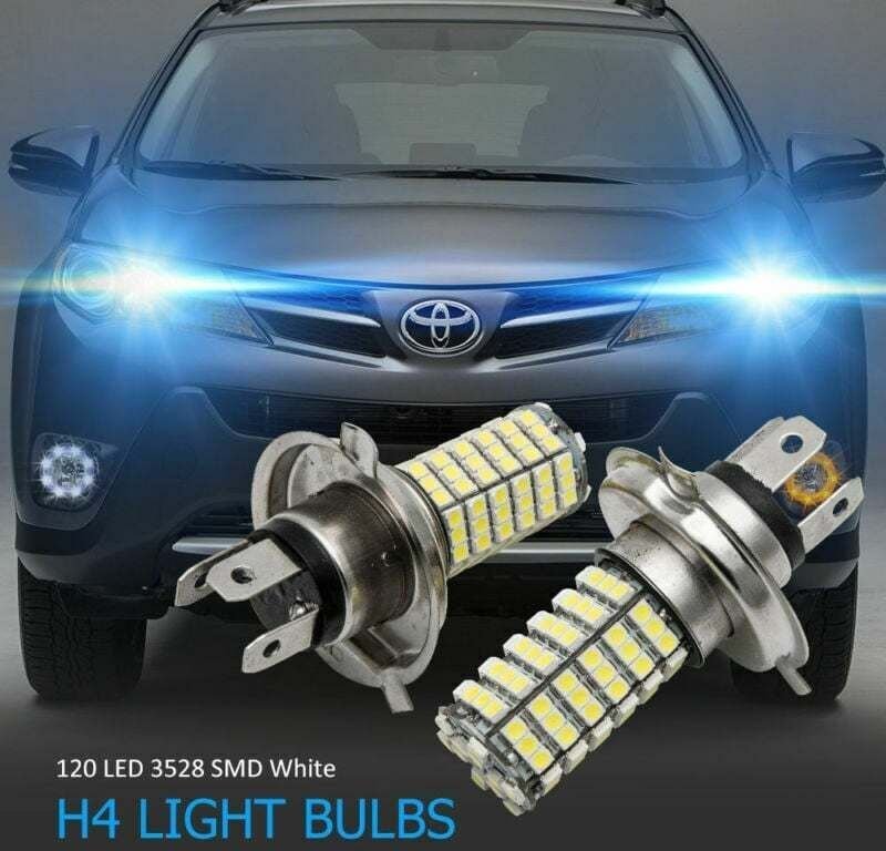 Sjqka - 2X H4 Xenon Lampe 120 led 3528 smd Scheinwerfer Hi/Lo Beam Glühbirne Lampe Weiß