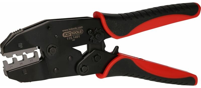 KS Tools 115.1485 Crimpzange für isolierte Kabelschuhe und Endverbinder mit Schr