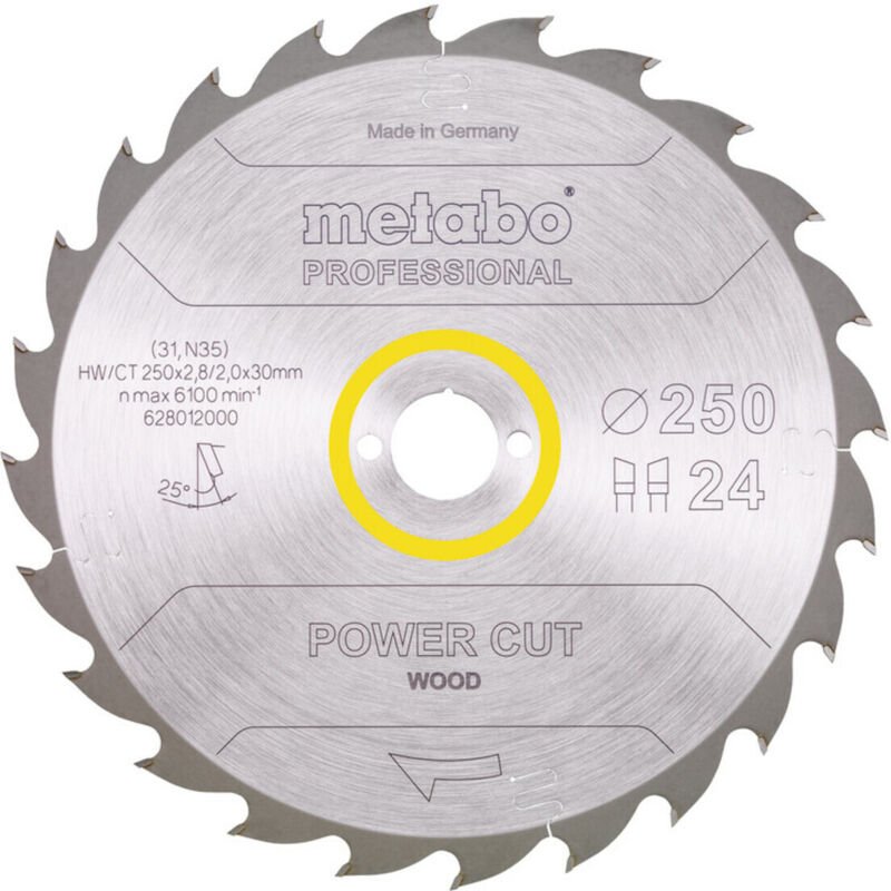 Sägeblatt 'power cut wood - professional', 250x2,8/2,0x30, Z24 wz 25° - Metabo