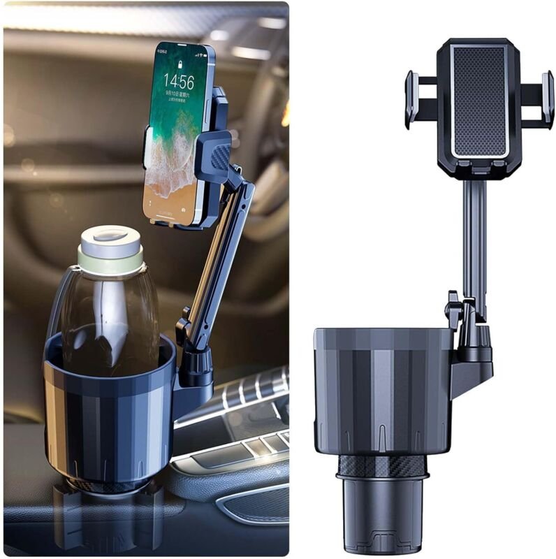 Auto-Getränkehalter, 2-in-1-Auto-Handyhalterung mit verstellbarem Fuß und 360°-Drehung, Getränkehalter-Erweiterung für a...