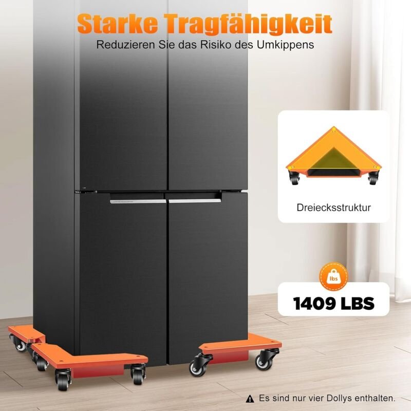 4 Stück Möbelrollen Schwerlast, Möbel Transportroller Set, Mover Schreibtischschrank Ecke Dolly Möbel Dollies Roller, Ma...