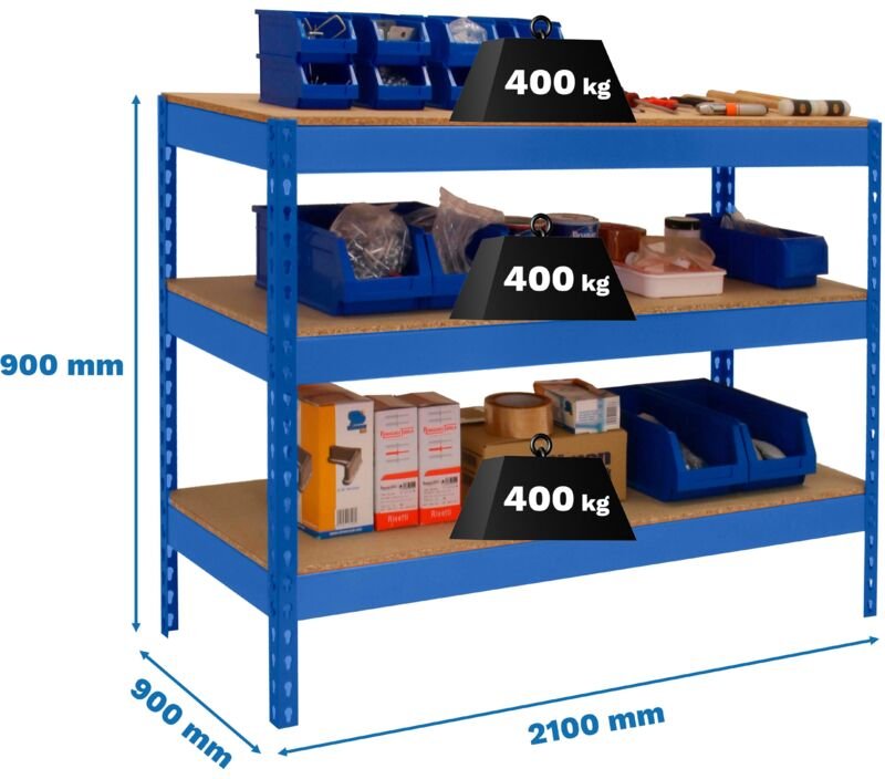 Simonrack Regalsystem aus robuster blauer Harz