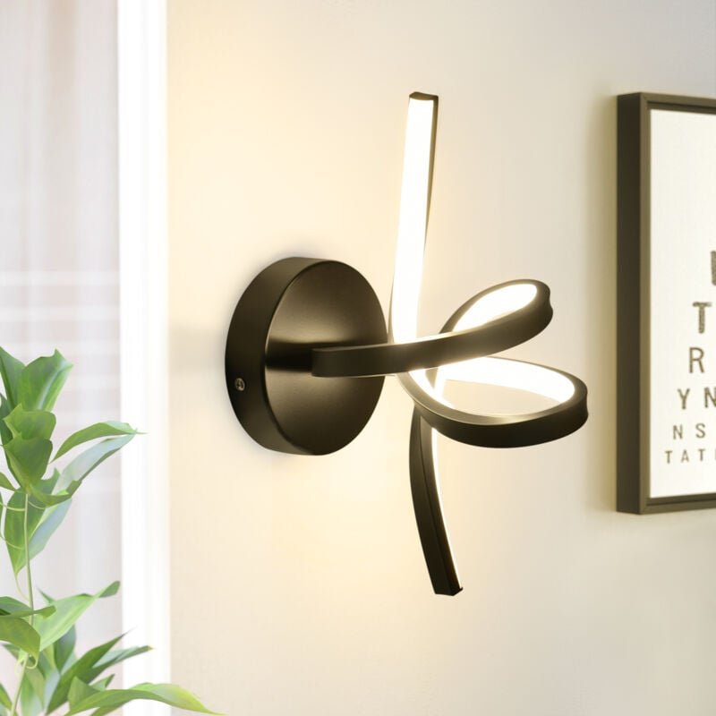 Wandleuchte Innen led Wandlampe Schwarz: Wand Lampe für Treppenhaus Flur Wohnzimmer Schlafzimmer Balkon Modern Design Al...
