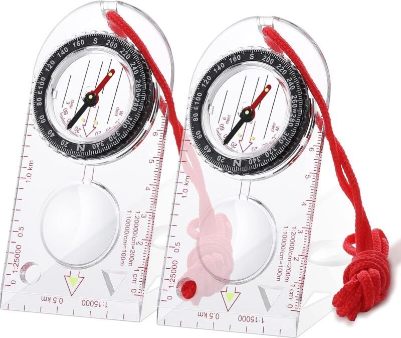 Navigationskompass, verstellbarer Pfadfinderkompass, leichter Azimutkompass, Wanderkompass mit versetztem Winkel für Exp...