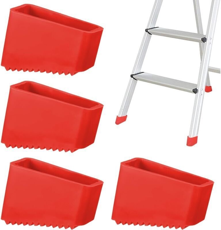 Set mit 4 Gummifüßen für Leitern – 50 x 20 mm – Schutzkappen für Leitern – Rutschfest – Universelle Leiterfüße – Für Hei...