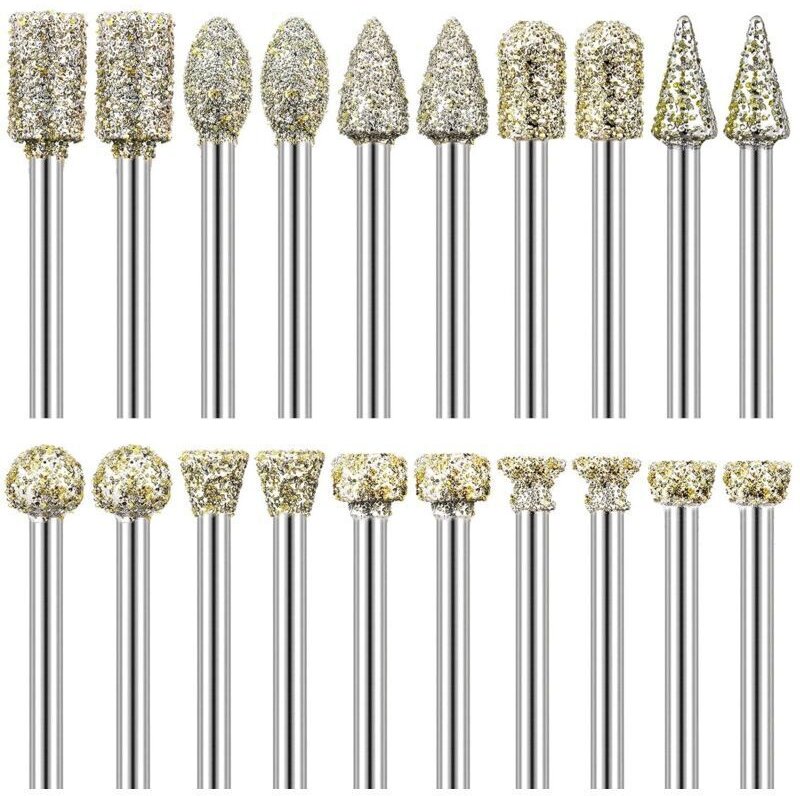 CSPARCV Set mit 20 Diamantfräsern, 1/8" Schaft, kompatibel mit Dremel zum Schnitzen, Gravieren, Schleifen und Polieren v...
