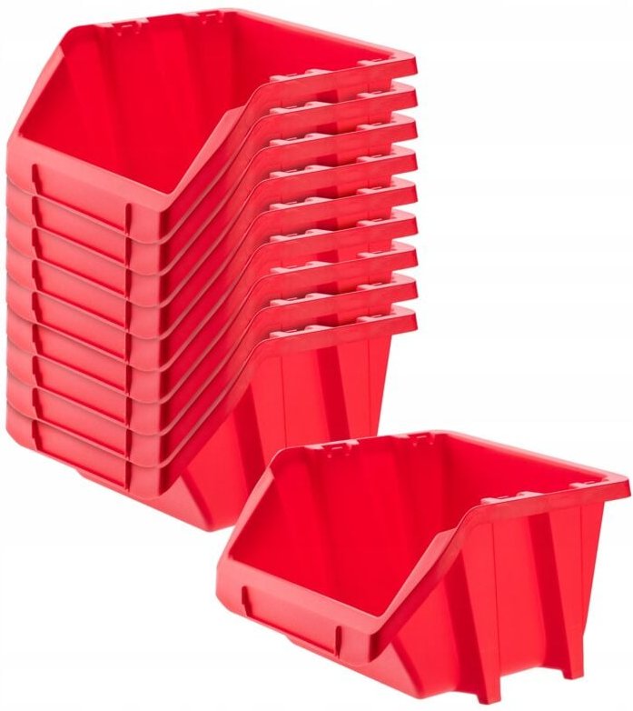Werkstatt-Stapelkiste aus pp Kunststoff, 114 x 188 mm, Rot, 10 Stück - Kadax